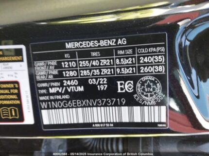 W1N0G6EBXNV373719 2022 MERCEDES-BENZ