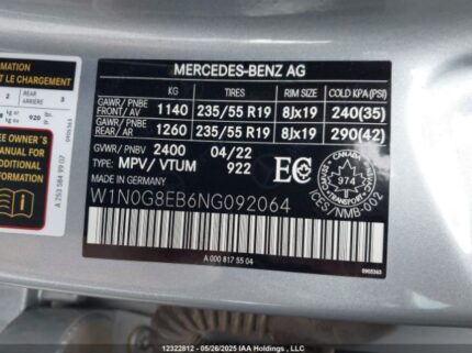 W1N0G8EB6NG092064 2022 MERCEDES-BENZ