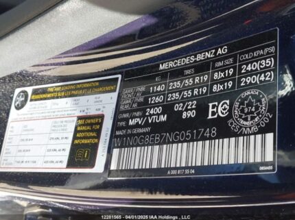 W1N0G8EB7NG051748 2022 MERCEDES-BENZ