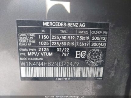 W1N4N4HB2NJ372479 2022 MERCEDES-BENZ