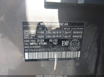 W1N4N4HB2NJ372479 2022 MERCEDES-BENZ