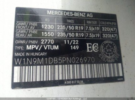 W1N9M1DB5PN026970 2023 MERCEDES-BENZ