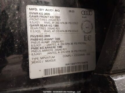 WA114AFY7P2154676 2023 AUDI