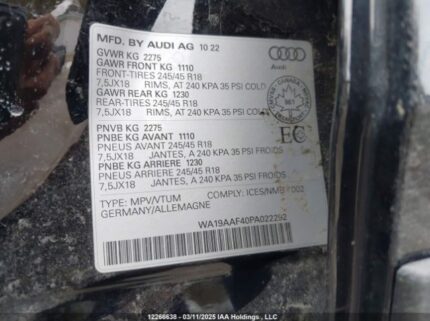 WA19AAF40PA022292 2023 AUDI