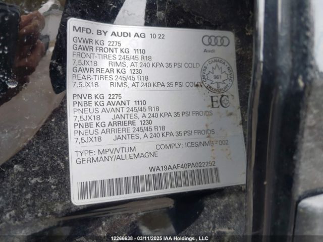 WA19AAF40PA022292 2023 AUDI
