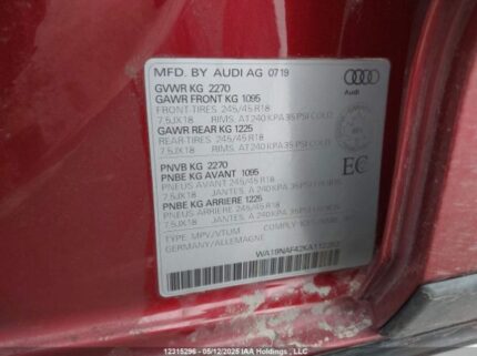 WA19NAF42KA112282 2019 AUDI