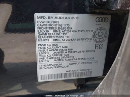 WA1AAAF73JD047314 2018 AUDI