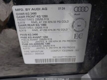 WA1AAAFY7R2066254 2024 AUDI