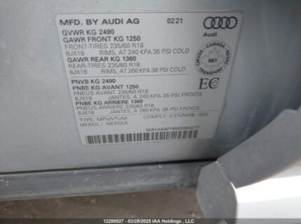 WA1AAAFY8M2064277 2021 AUDI