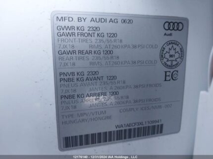 WA1AECF3XL1109941 2020 AUDI