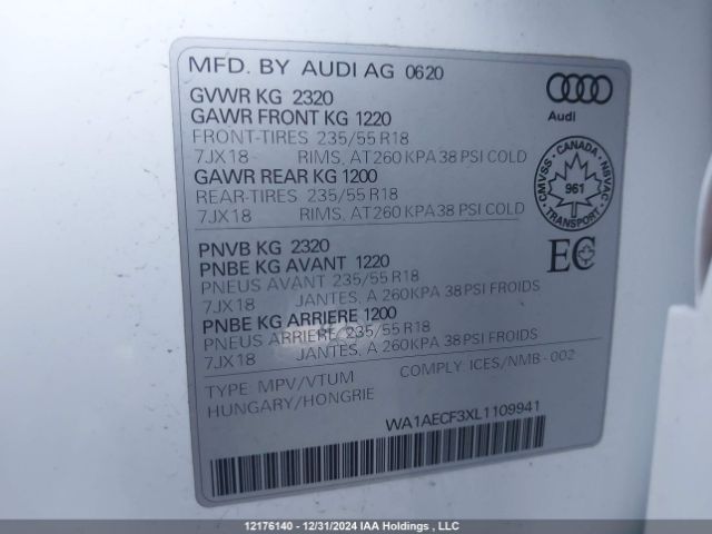 WA1AECF3XL1109941 2020 AUDI