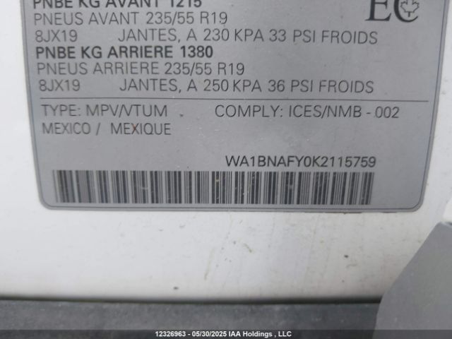 WA1BNAFY0K2115759 2019 AUDI