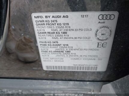 WA1BNAFY2J2111081 2018 AUDI