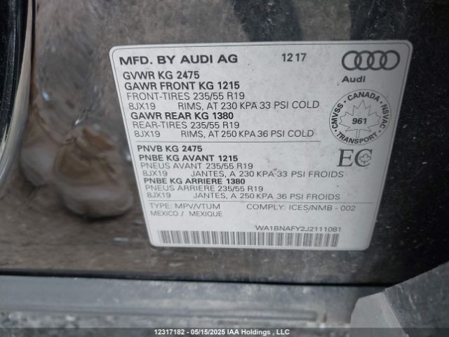 WA1BNAFY2J2111081 2018 AUDI
