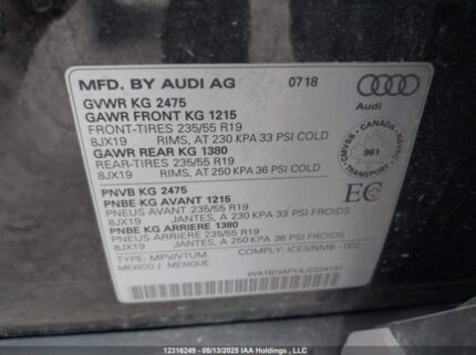 WA1BNAFY4J2224191 2018 AUDI