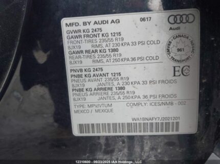 WA1BNAFY7J2021201 2018 AUDI