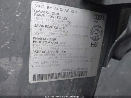WA1BUCF32M1083070 2021 AUDI