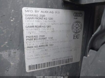 WA1BUCF32M1083070 2021 AUDI
