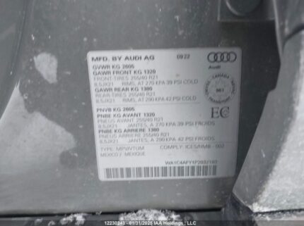 WA1C4AFY1P2999999 2023 AUDI