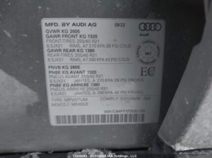 WA1C4AFY1P2999999 2023 AUDI