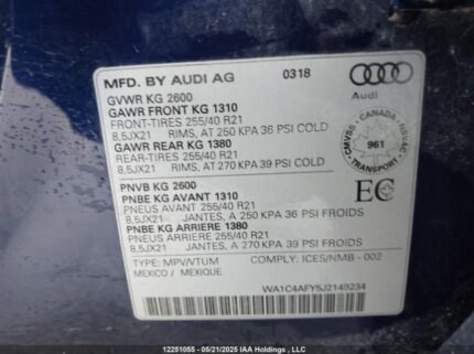 WA1C4AFY5J2149234 2018 AUDI