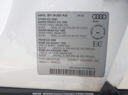 WA1EAAFY5P2088476 2023 AUDI
