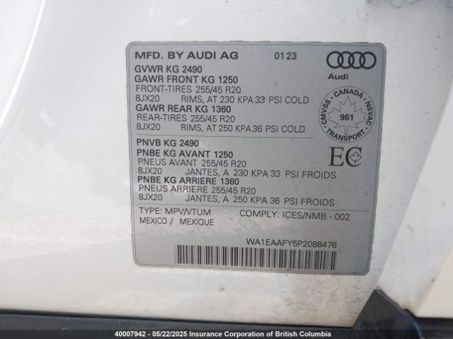 WA1EAAFY5P2088476 2023 AUDI
