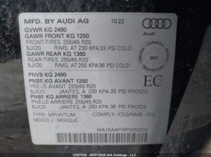 WA1EAAFY6P2052232 2023 AUDI