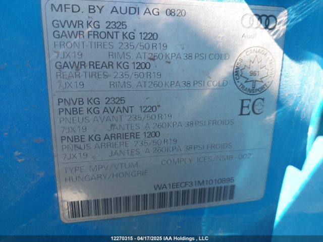 WA1EECF31M1010895 2021 AUDI