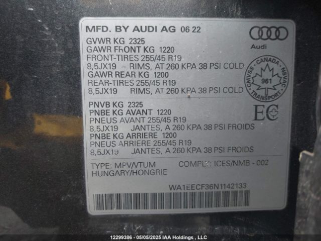 WA1EECF36N1142133 2022 AUDI