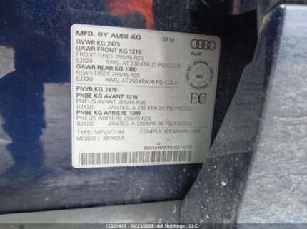 WA1ENAFY5J2216226 2018 AUDI