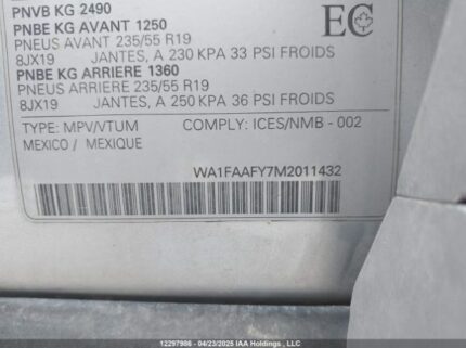 WA1FAAFY7M2011432 2021 AUDI