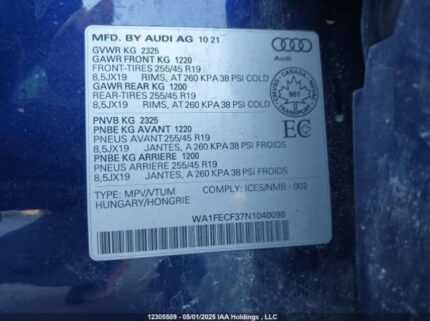 WA1FECF37N1040098 2022 AUDI