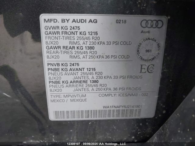 WA1FNAFY8J2141901 2018 AUDI