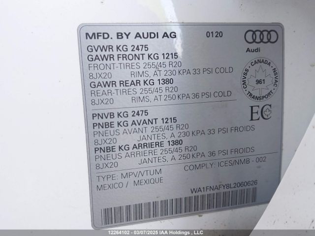 WA1FNAFY8L2060626 2020 AUDI