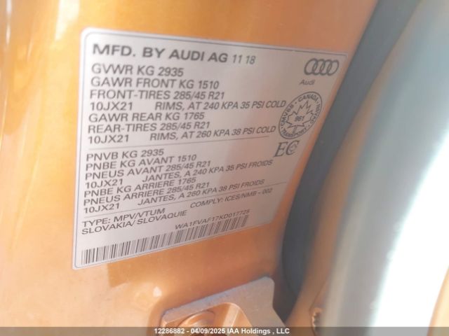 WA1FVAF17KD017726 2019 AUDI