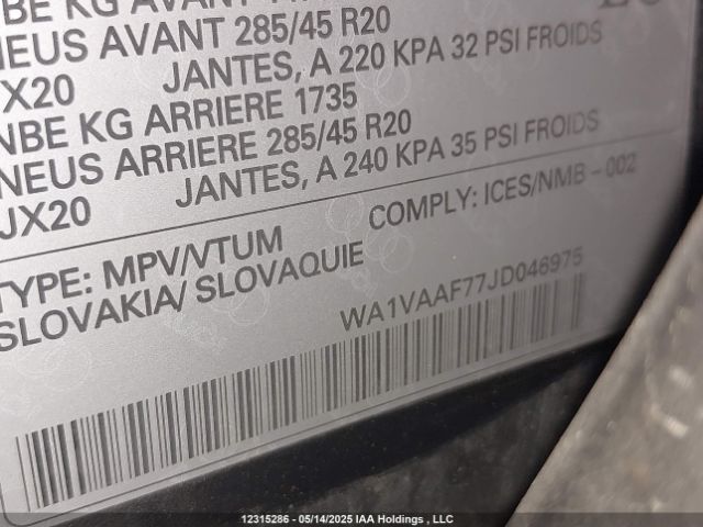 WA1VAAF77JD046975 2018 AUDI