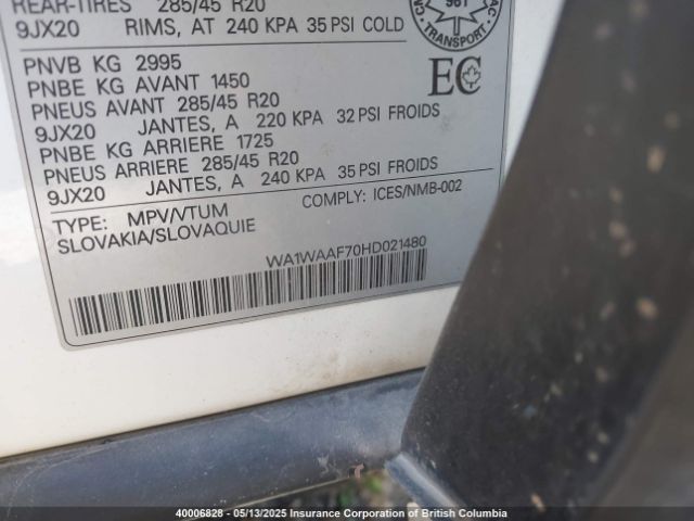 WA1WAAF70HD021480 2017 AUDI