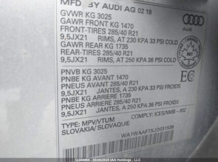 WA1WAAF7XJD031536 2018 AUDI
