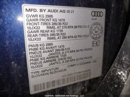 WA1WXAF73MD040596 2021 AUDI