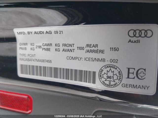 WAUABAF47MA087455 2021 AUDI