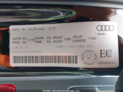 WAUANAF42JN008401 2018 AUDI
