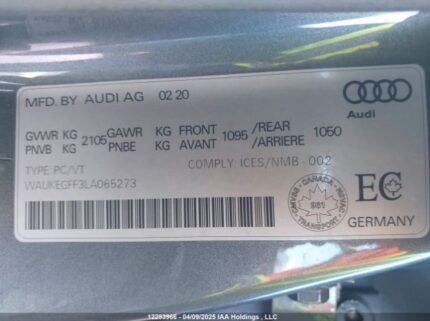 WAUKEGFF3LA065273 2020 AUDI