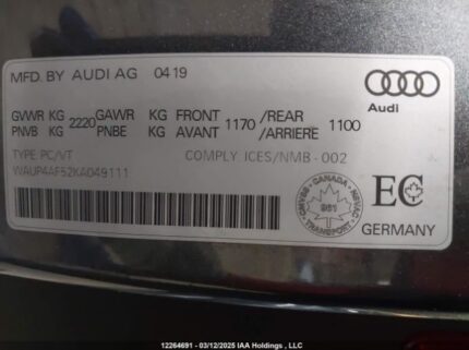 WAUP4AF52KA049111 2019 AUDI