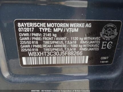 WBXHT3C30J5F88266 2018 BMW