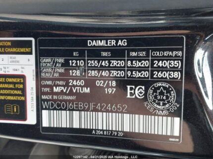 WDC0J6EB9JF424652 2018 MERCEDES-BENZ