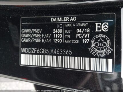 WDDZF6GB5JA463365 2018 MERCEDES-BENZ