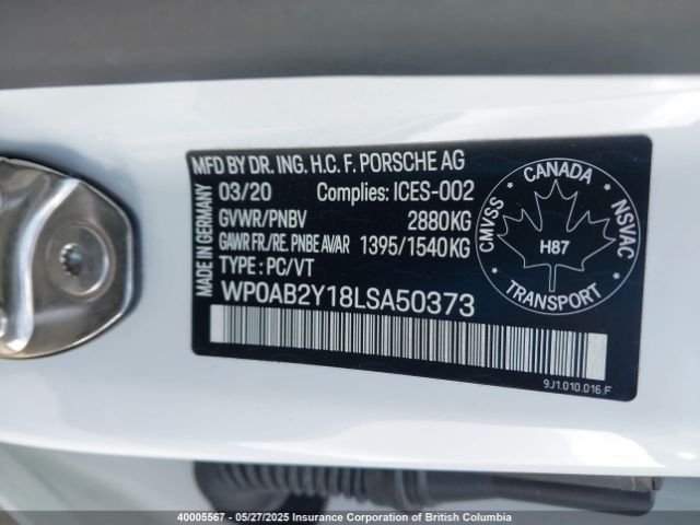 WP0AB2Y18LSA50373 2020 PORSCHE