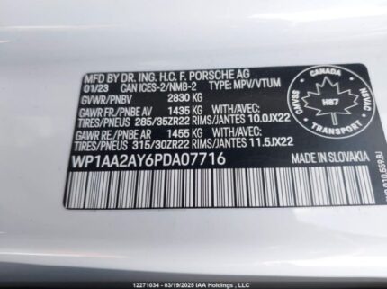 WP1AA2AY6PDA07716 2023 PORSCHE