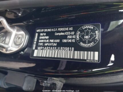 WP1AB2A55JLB39818 2018 PORSCHE